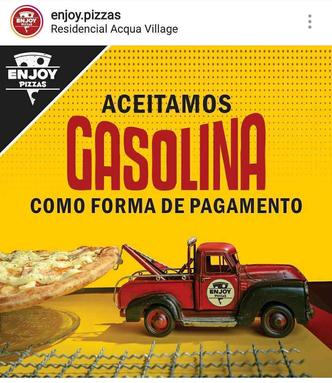 Pizzaria troca pizzas por gasolina Pizzaria troca pizzas por gasolina