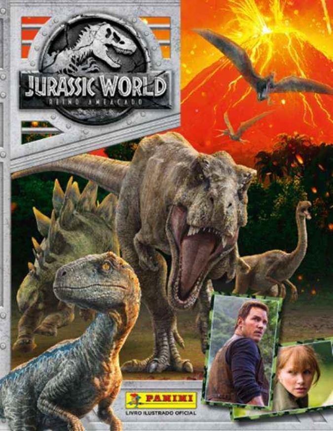 O álbum de 'Jurassic World: Reino ameaçado' começa a ser vendido nesta sexta-feira (8)(foto: Panini/Divulgação) O álbum de 'Jurassic World: Reino ameaçado' começa a ser vendido nesta sexta-feira (8)(foto: Panini/Divulgação)