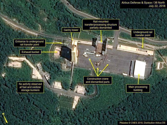 Imagem da base norte-coreana analisada pelos especialistas (foto: Pléiades / AFP ) Imagem da base norte-coreana analisada pelos especialistas (foto: Pléiades / AFP )
