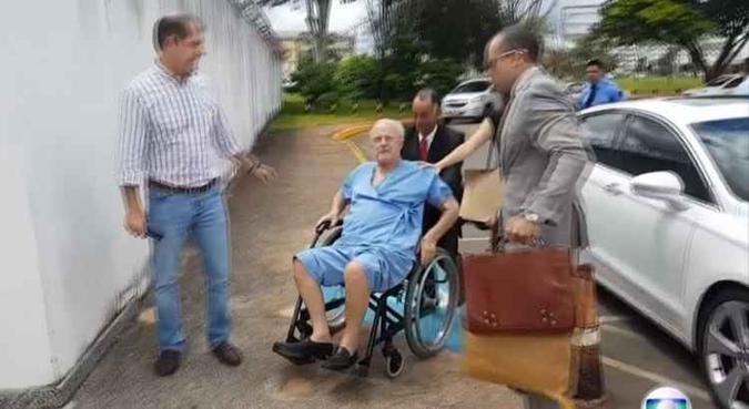 Maluf após deixar o hospital em Brasília(foto: Reprodução/TV Globo) Maluf após deixar o hospital em Brasília(foto: Reprodução/TV Globo)