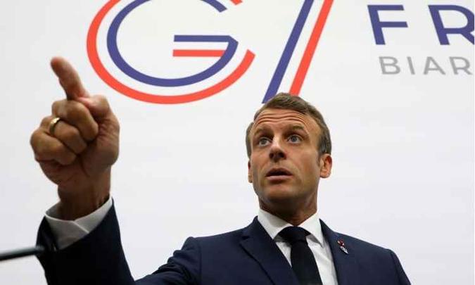 Macron é o anfitrião do encontro dos países do G7, realizado na cidade francesa Biarritz(foto: AFP / POOL / Ludovic MARIN) Macron é o anfitrião do encontro dos países do G7, realizado na cidade francesa Biarritz(foto: AFP / POOL / Ludovic MARIN)