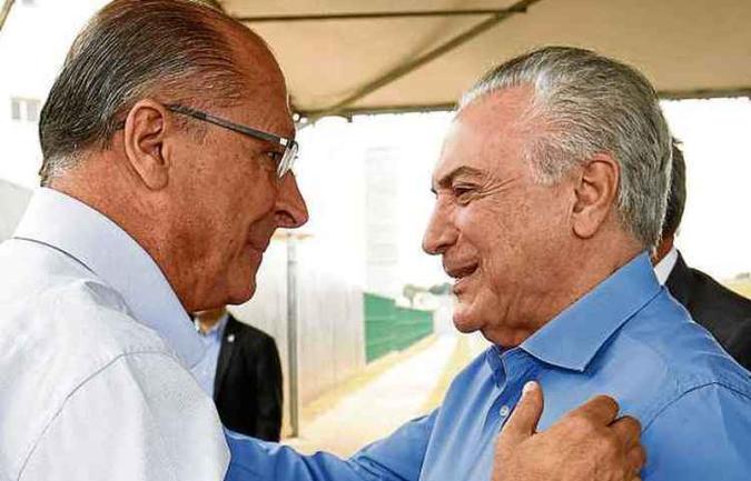 Alckmin e Temer durante encontro na manhã de ontem, em São Paulo: governo tenta aglutinar forças(foto: Alan Santos/PR) Alckmin e Temer durante encontro na manhã de ontem, em São Paulo: governo tenta aglutinar forças(foto: Alan Santos/PR)