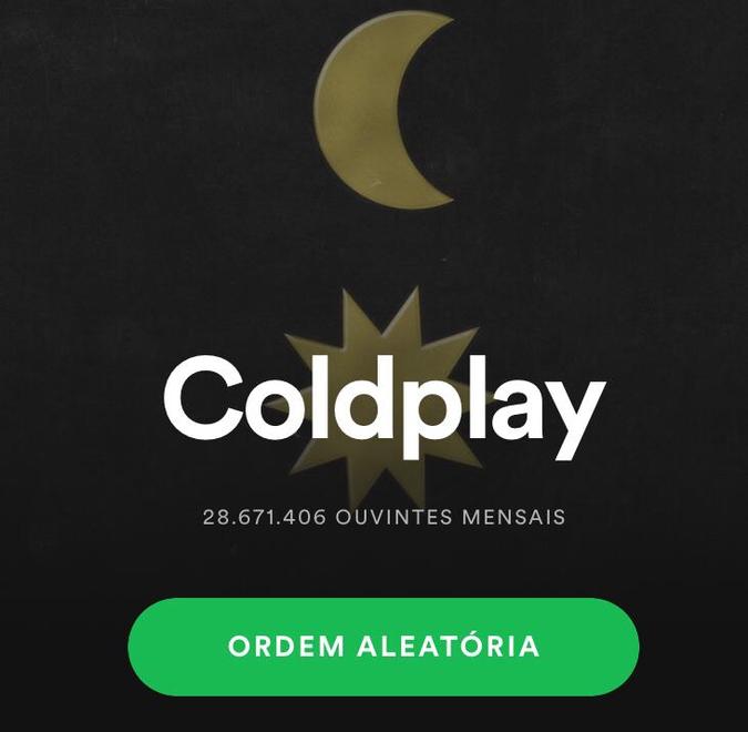 Nova capa do perfil dos serviços de Streaming do Coldplay(foto: Spotify) Nova capa do perfil dos serviços de Streaming do Coldplay(foto: Spotify)