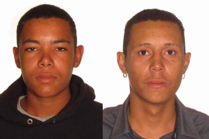 Johnny Borges dos Santos (E) e Claudio Henrique Silva dos Santos (D) continuam foragidos. A Polícia Civil pede que quem tiver informações sobre a dupla, que denuncie via telefone 197(foto: Divulgação / PMDF) Johnny Borges dos Santos (E) e Claudio Henrique Silva dos Santos (D) continuam foragidos. A Polícia Civil pede que quem tiver informações sobre a dupla, que denuncie via telefone 197(foto: Divulgação / PMDF)