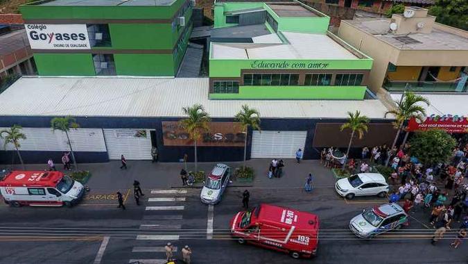 Colégio Goyases, no Conjunto Riviera, em Goiânia, que registrou um tiroteio dentro de uma sala de aula(foto: Marcello Dantas/O Popular/Folhapress) Colégio Goyases, no Conjunto Riviera, em Goiânia, que registrou um tiroteio dentro de uma sala de aula(foto: Marcello Dantas/O Popular/Folhapress)