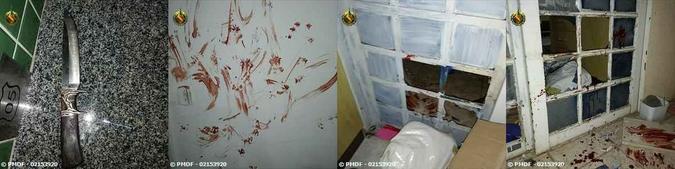 Vários cômodos da casa ficaram sujos de sangue(foto: Divulgação/PMDF) Vários cômodos da casa ficaram sujos de sangue(foto: Divulgação/PMDF)