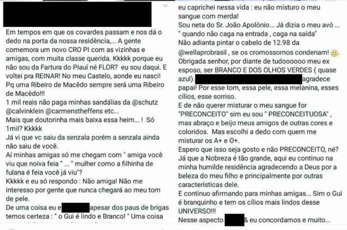 (foto: Reprodução de texto da dentista ) (foto: Reprodução de texto da dentista )