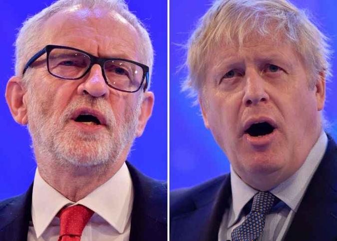 o líder trabalhista, Jeremy Corbyn é confrontado pelo primeiro-ministro, Boris Johnson(foto: Ben Stansall / AFP) o líder trabalhista, Jeremy Corbyn é confrontado pelo primeiro-ministro, Boris Johnson(foto: Ben Stansall / AFP)