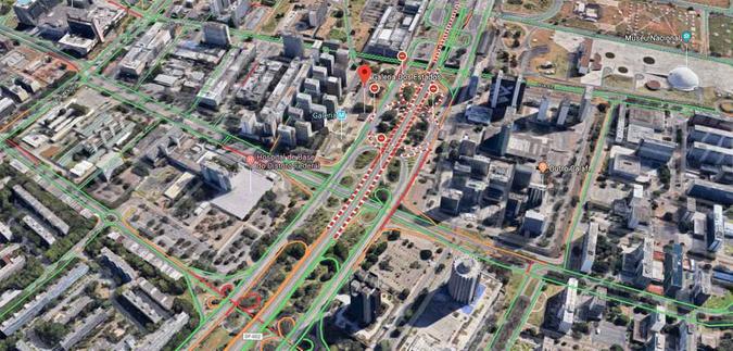 Imagens do Google Maps mostra as interdições no local do acidente e trânsito (foto: Reprodução/Google) Imagens do Google Maps mostra as interdições no local do acidente e trânsito (foto: Reprodução/Google)