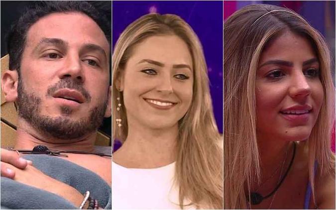 Gustavo, Paula e Hariany estão na primeira berlinda do BBB 19(foto: TV Globo/Reprodução) Gustavo, Paula e Hariany estão na primeira berlinda do BBB 19(foto: TV Globo/Reprodução)