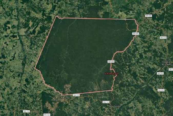 Terra Indígena Arariboia, no Maranhão(foto: Google Maps/Reprodução) Terra Indígena Arariboia, no Maranhão(foto: Google Maps/Reprodução)