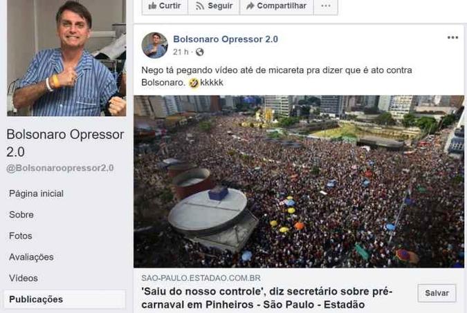 Postagem em página de Facebook que tem cerca de 1,2 milhão de seguidores (foto: Reprodução/Facebook) Postagem em página de Facebook que tem cerca de 1,2 milhão de seguidores (foto: Reprodução/Facebook)