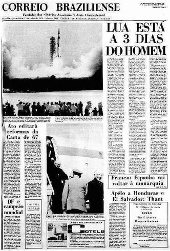 A capa do Correio de 17 de julho de 1969: dia histórico(foto: Arquivo /CB/D.A Press) A capa do Correio de 17 de julho de 1969: dia histórico(foto: Arquivo /CB/D.A Press)
