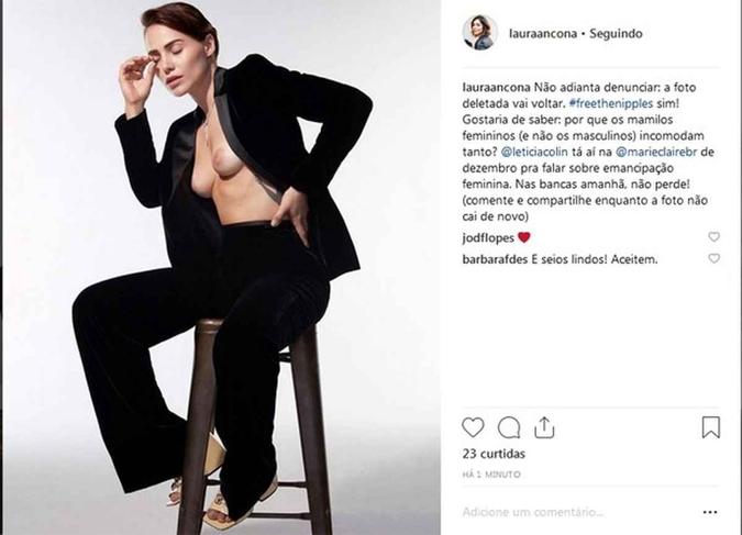 Post da diretora de redação de 'Marie Claire', protestando a censura da foto de Leticia Colin (foto: Reprodução/Instagram ) Post da diretora de redação de 'Marie Claire', protestando a censura da foto de Leticia Colin (foto: Reprodução/Instagram )