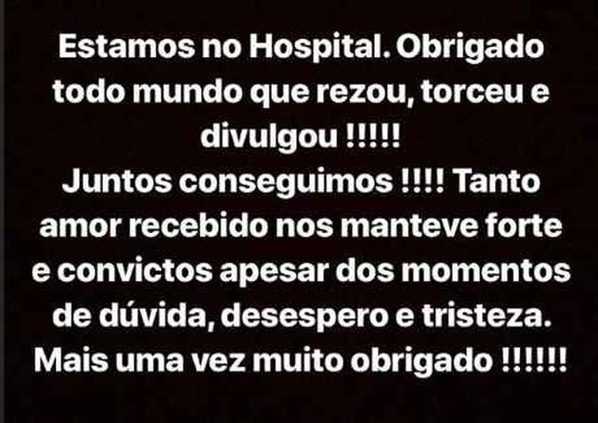 Daniel Monsanto publicou uma mensagem agradecendo a todos que ajudaram nas buscas pelo pai(foto: Reprodução/Instagram) Daniel Monsanto publicou uma mensagem agradecendo a todos que ajudaram nas buscas pelo pai(foto: Reprodução/Instagram)