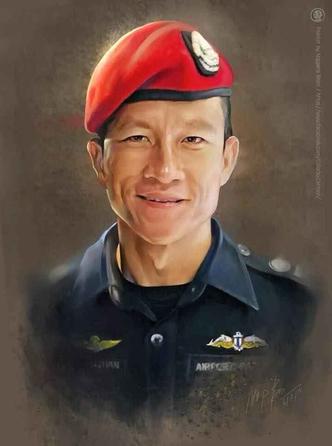 Pintura em homenagem ao ex-sargento da reserva Saman Kunan(foto: Reprodução/Facebook) Pintura em homenagem ao ex-sargento da reserva Saman Kunan(foto: Reprodução/Facebook)
