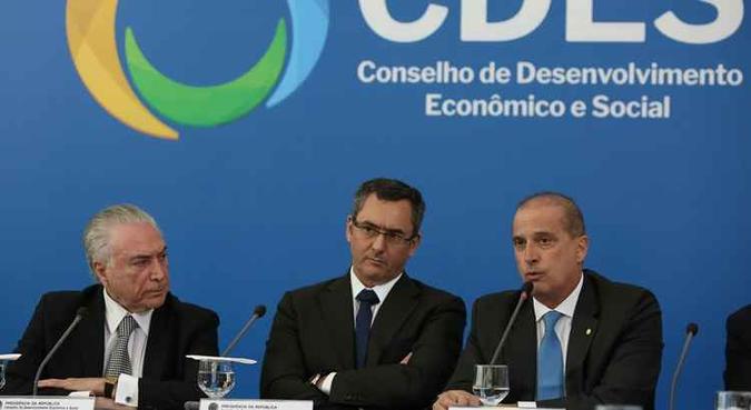 Por ser o indicado por Bolsonaro para assumir a Casa Civil a partir do ano que vem, Onyx foi convidado para participar da 48ª reunião do Conselho de Desenvolvimento Econômico e Social do governo, chamado de Conselhão(foto: Marcos Corrêa/PR) Por ser o indicado por Bolsonaro para assumir a Casa Civil a partir do ano que vem, Onyx foi convidado para participar da 48ª reunião do Conselho de Desenvolvimento Econômico e Social do governo, chamado de Conselhão(foto: Marcos Corrêa/PR)