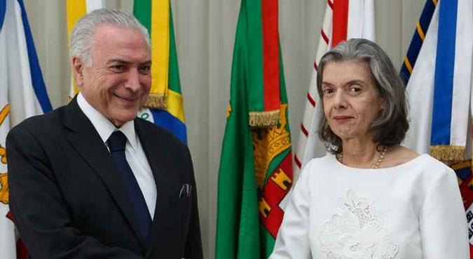 Cármen Lúcia está ocupando interinamente a presidência da República(foto: Marcos Corrêa/PR) Cármen Lúcia está ocupando interinamente a presidência da República(foto: Marcos Corrêa/PR)