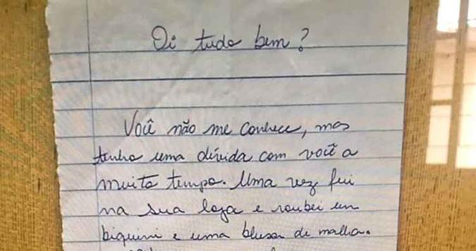Envelope de correio veio acompanhado de uma carta escrita à mão e R$400(foto: Reprodução/TV Morena) Envelope de correio veio acompanhado de uma carta escrita à mão e R$400(foto: Reprodução/TV Morena)