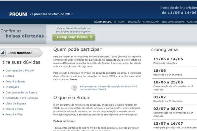 Nesta edição, são mais de 169 mil bolsas(foto: ProUni/Reprodução) Nesta edição, são mais de 169 mil bolsas(foto: ProUni/Reprodução)