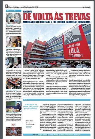 Editoral do Tribuna Metalúrgica(foto: Reprodução/Tribuna Metalúrgica) Editoral do Tribuna Metalúrgica(foto: Reprodução/Tribuna Metalúrgica)