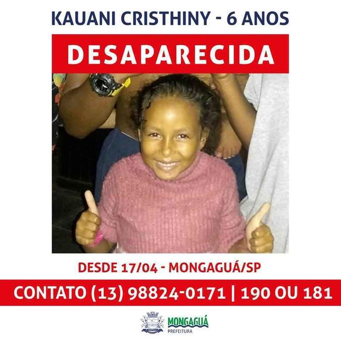 A menina Kauane Crishiny desapareceu de dentro de casa enquanto dormia(foto: Divulgação/Prefeitura) A menina Kauane Crishiny desapareceu de dentro de casa enquanto dormia(foto: Divulgação/Prefeitura)
