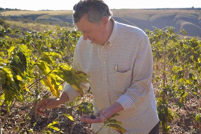 Seu Coutinho pede mais valorização para o café produzido no DF(foto: Clara Lobo/Esp.CB/D.A Press)