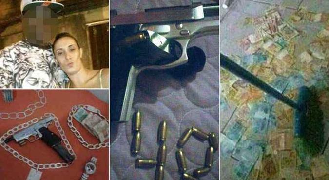 Suspeita de matar síndica em MG ostentava dinheiro e arma no Facebook(foto: Reprodução/Facebook) Suspeita de matar síndica em MG ostentava dinheiro e arma no Facebook(foto: Reprodução/Facebook)