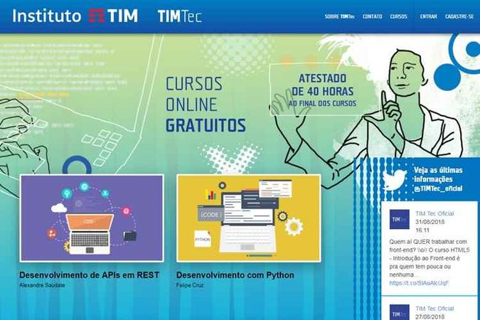 TIM oferece cursos gratuitos para melhorar o currículo(foto: Reprodução/Tim Tec) TIM oferece cursos gratuitos para melhorar o currículo(foto: Reprodução/Tim Tec)