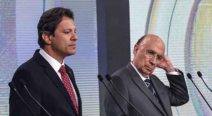 Fernando Haddad (PT) e Henrique Meirelles (MDB)(foto: Nelson Almeida/AFP) Fernando Haddad (PT) e Henrique Meirelles (MDB)(foto: Nelson Almeida/AFP)