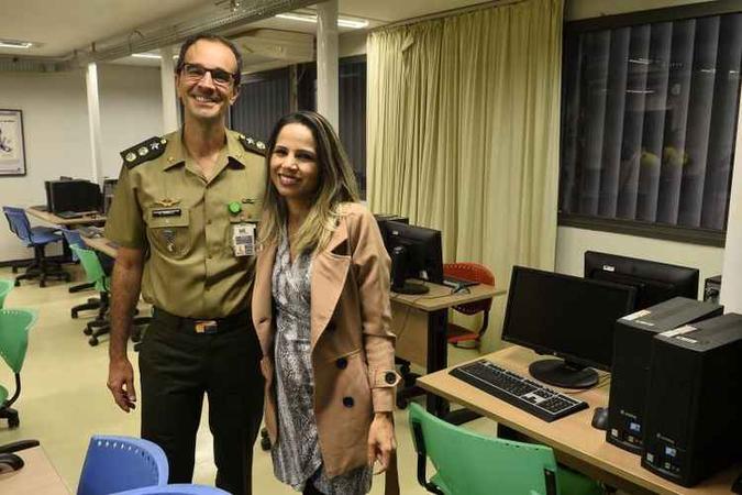 Coordenadores de comunicação Coronel Alexandre Scholtz e Lediane Queiroz.(foto: Minervino Junior/CB/D.A Press )