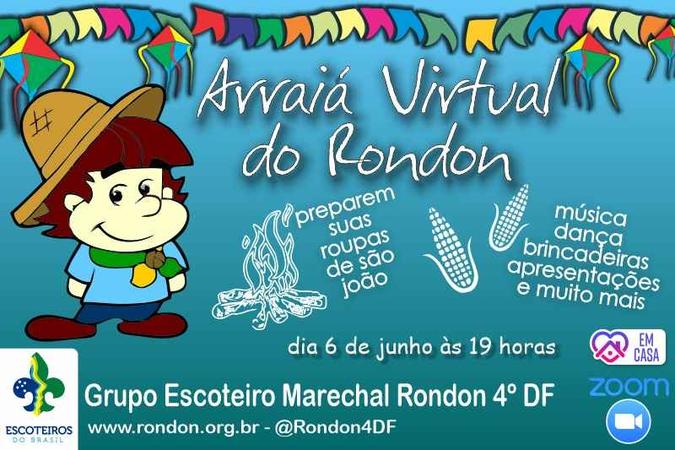 O Arraiá virtual do Rondon terá música, dança, brincadeiras e apresentações(foto: Grupo Escoteiro Marechal Rondon 4º DF/Divulgação) O Arraiá virtual do Rondon terá música, dança, brincadeiras e apresentações(foto: Grupo Escoteiro Marechal Rondon 4º DF/Divulgação)