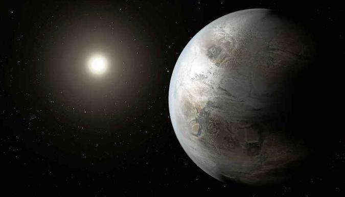 Representação artística do Kepler-452b: exoplaneta tem a composição rochosa e a distância da órbita da estrela-mãe parecidas com às da Terra (foto: Nasa/JPL - 23/7/15) Representação artística do Kepler-452b: exoplaneta tem a composição rochosa e a distância da órbita da estrela-mãe parecidas com às da Terra (foto: Nasa/JPL - 23/7/15)