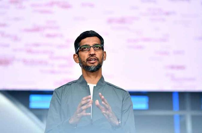 O presidente executivo da companhia Sundar Pichai(foto: Josh Edelson / AFP) O presidente executivo da companhia Sundar Pichai(foto: Josh Edelson / AFP)