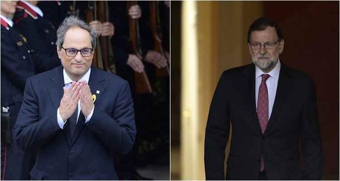 O novo presidente da Catlunha, Quim Torra, e o primeir-ministro da Espanha, Mariano Rajoy(foto: AFP) O novo presidente da Catlunha, Quim Torra, e o primeir-ministro da Espanha, Mariano Rajoy(foto: AFP)