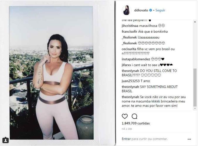 Fãs da cantora Demi Lovato pedem esclarecimentos sobre a possível remarcação dos shows no Brasil(foto: Reprodução/Instagram) Fãs da cantora Demi Lovato pedem esclarecimentos sobre a possível remarcação dos shows no Brasil(foto: Reprodução/Instagram)
