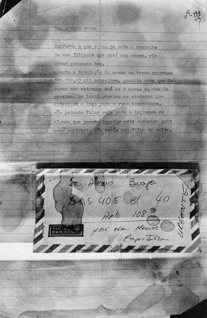 Carta de resgate de Ana Lídia enviada por seus supostsos sequestradores: Carta de resgate de Ana Lídia enviada por seus supostsos sequestradores: