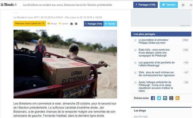 Eleições 2018 na imprensa internacional (foto: Reprodução) Eleições 2018 na imprensa internacional (foto: Reprodução)