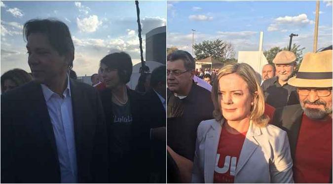 Haddad, Manuela D'Ávila e Gleisi chegam ao TSE para registrar a candidatura de Lula(foto: Marília Sena/CB/D.A.Press) Haddad, Manuela D'Ávila e Gleisi chegam ao TSE para registrar a candidatura de Lula(foto: Marília Sena/CB/D.A.Press)