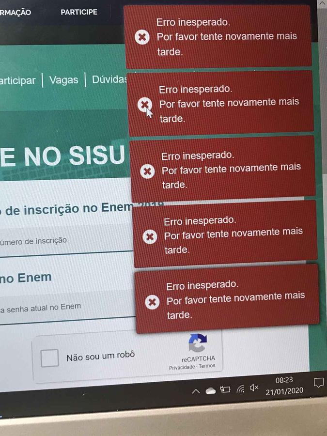Usuários reclamam de falha no sistema(foto: Reprodução/ Twitter) Usuários reclamam de falha no sistema(foto: Reprodução/ Twitter)