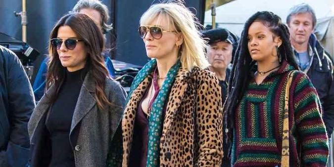 Sandra Bullock, Cate Blanchett e Rihanna no set do filme(foto: Divulgação) Sandra Bullock, Cate Blanchett e Rihanna no set do filme(foto: Divulgação)
