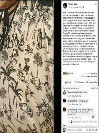 Maria Filó 2 Outra vez a marca viralizou negativamente. Tâmara Isaac entrou na loja e notou que a estampa de uma roupa era racista, pois continha o desenho de uma escrava segurando o filho de uma mulher branca, sentada. A consumidora ficou indignada e postou no Facebook. Mais de 15 mil pessoas reagiram ao post e 1.500 compartilharam.(foto: Tamara Isaac/Reprodução) Maria Filó 2 Outra vez a marca viralizou negativamente. Tâmara Isaac entrou na loja e notou que a estampa de uma roupa era racista, pois continha o desenho de uma escrava segurando o filho de uma mulher branca, sentada. A consumidora ficou indignada e postou no Facebook. Mais de 15 mil pessoas reagiram ao post e 1.500 compartilharam.(foto: Tamara Isaac/Reprodução)