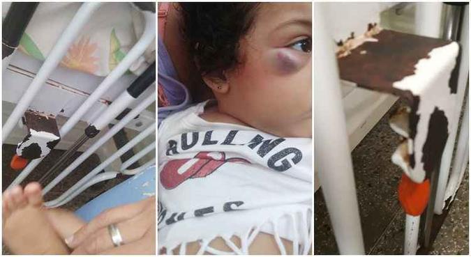 Criança caiu do berço no domingo: Hospital de Planaltina afirma que leito foi substituído após acidente(foto: Reprodução/Facebook) Criança caiu do berço no domingo: Hospital de Planaltina afirma que leito foi substituído após acidente(foto: Reprodução/Facebook)