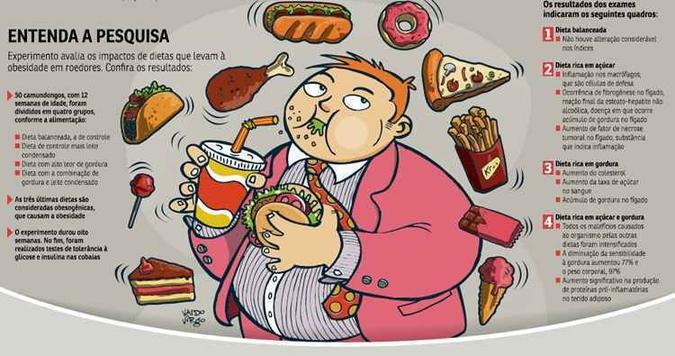 Dieta que combina excesso de açúcar e gordura aumenta o estado inflamatório do tecido adiposo(foto: Reprodução) Dieta que combina excesso de açúcar e gordura aumenta o estado inflamatório do tecido adiposo(foto: Reprodução)