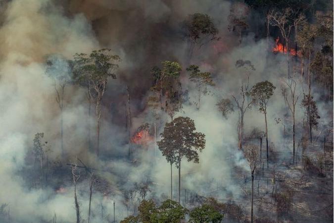 A publicação lembrou que o presidente brasileiro, Jair Bolsonaro, amenizou os incêndios e os atribuiu a ONGs(foto: AFP PHOTO / GREENPEACE / VICTOR MORIYAMA) A publicação lembrou que o presidente brasileiro, Jair Bolsonaro, amenizou os incêndios e os atribuiu a ONGs(foto: AFP PHOTO / GREENPEACE / VICTOR MORIYAMA)