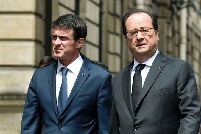 Manuel Valls (esquerda) e François Hollande (direita)(foto: AFP / ALAIN JOCARD) Manuel Valls (esquerda) e François Hollande (direita)(foto: AFP / ALAIN JOCARD)