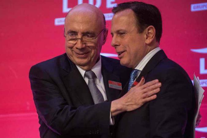 Meirelles e Doria se encontram em evento com empresários em São Paulo, em 2017(foto: Nelson Almeida/AFP) Meirelles e Doria se encontram em evento com empresários em São Paulo, em 2017(foto: Nelson Almeida/AFP)