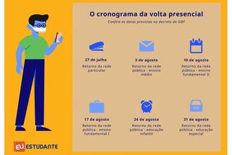 Veja o cronograma da volta presencial às aulas no DF a partir de 3/8