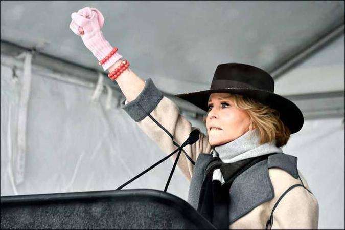 Jane Fonda discursa durante o festival de cinema de Sundance, nos Estados Unidos(foto: Michael Loccisano/AFP ) Jane Fonda discursa durante o festival de cinema de Sundance, nos Estados Unidos(foto: Michael Loccisano/AFP )