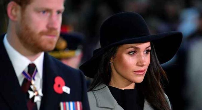 O príncipe Harry e Meghan Markle durante cerimônia ecumênica na Abadia de Westminster, em Londres (foto: Toby Melville/AFP) O príncipe Harry e Meghan Markle durante cerimônia ecumênica na Abadia de Westminster, em Londres (foto: Toby Melville/AFP)
